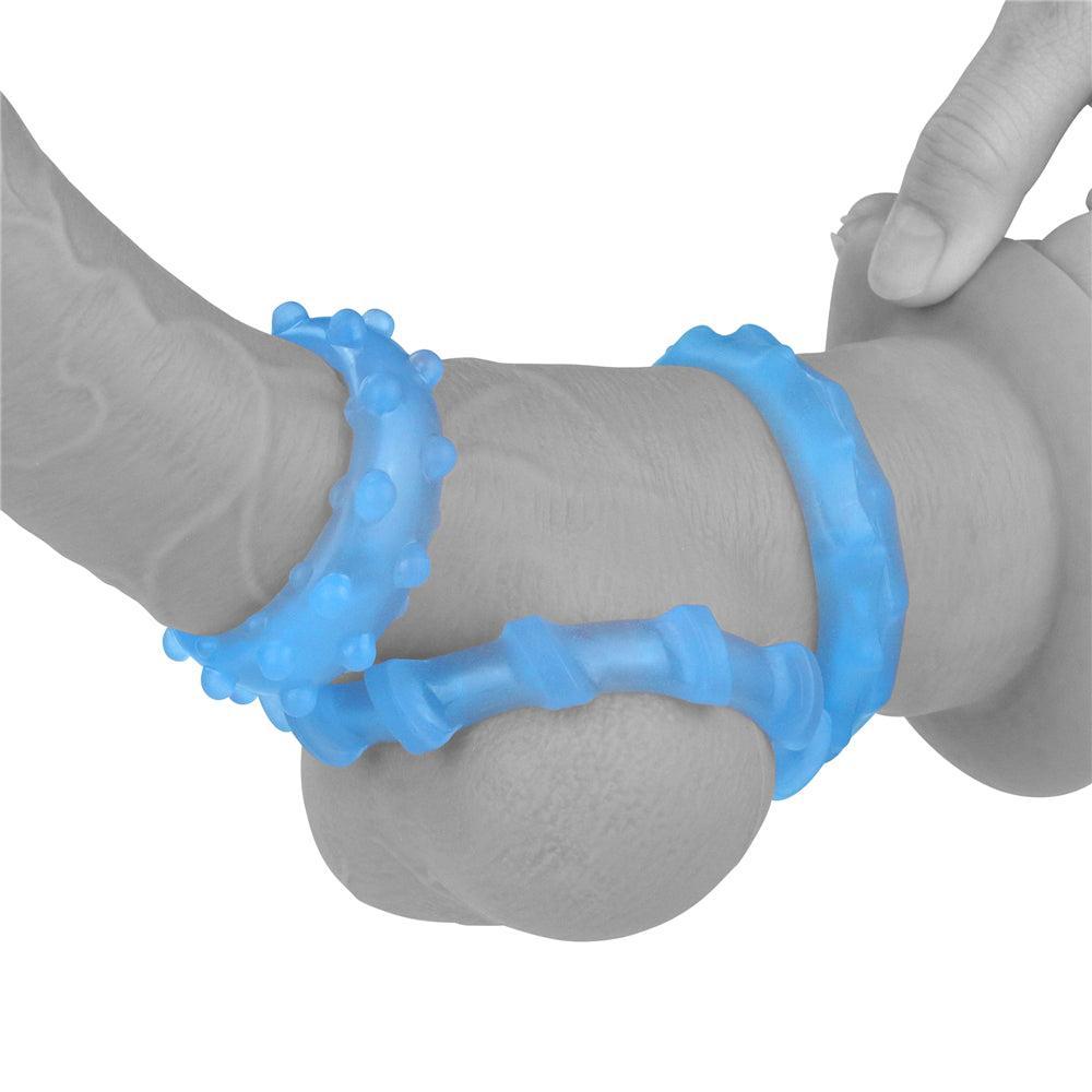 Lumino Glow In The Dark Cock Rings Set 3 Pcs. Blue