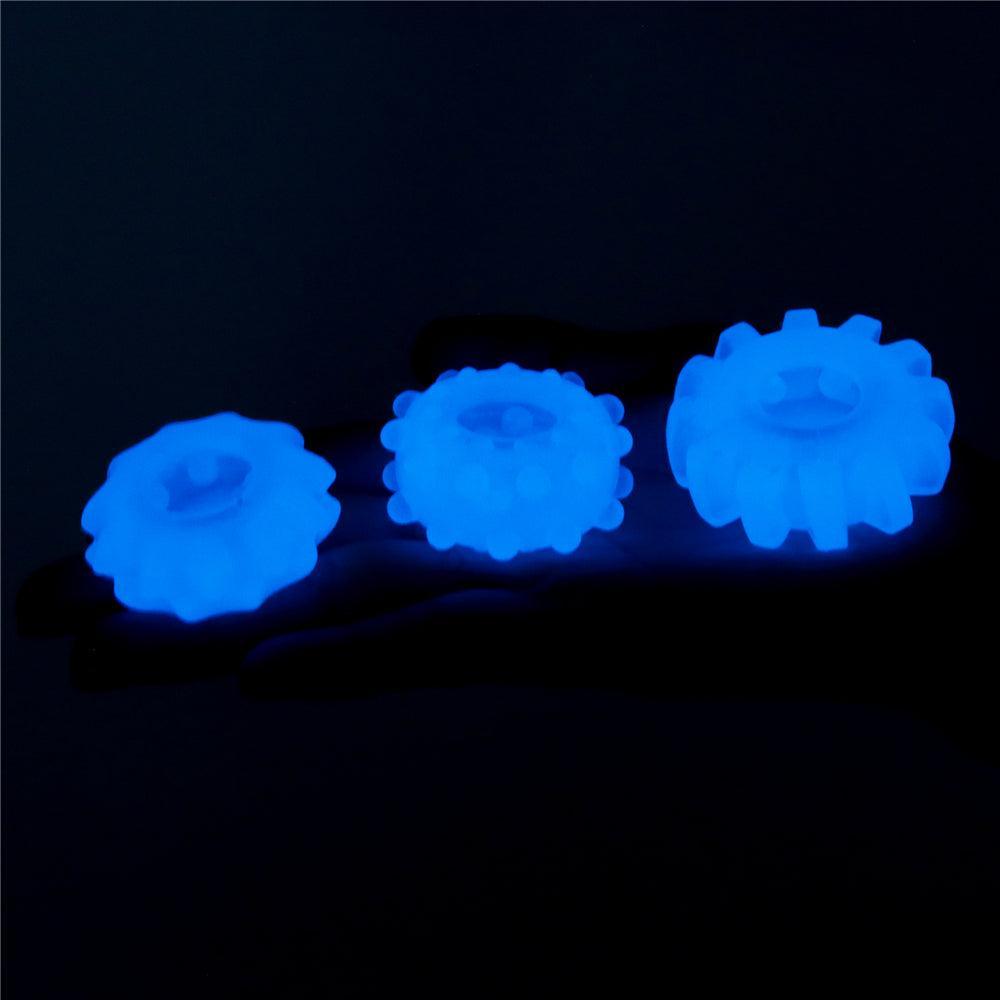 Lumino Glow In The Dark Cock Rings Set 3 Pcs. Blue