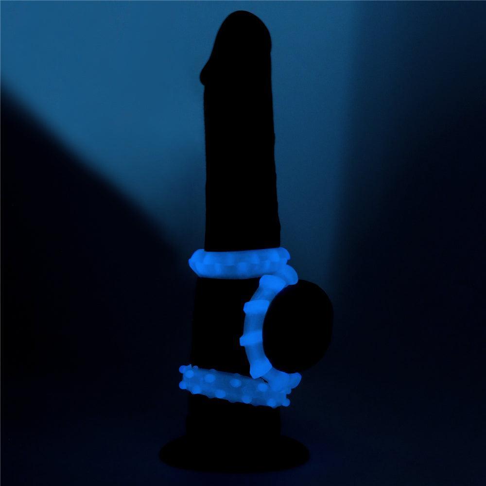 Lumino Glow In The Dark Cock Rings Set 3 Pcs. Blue