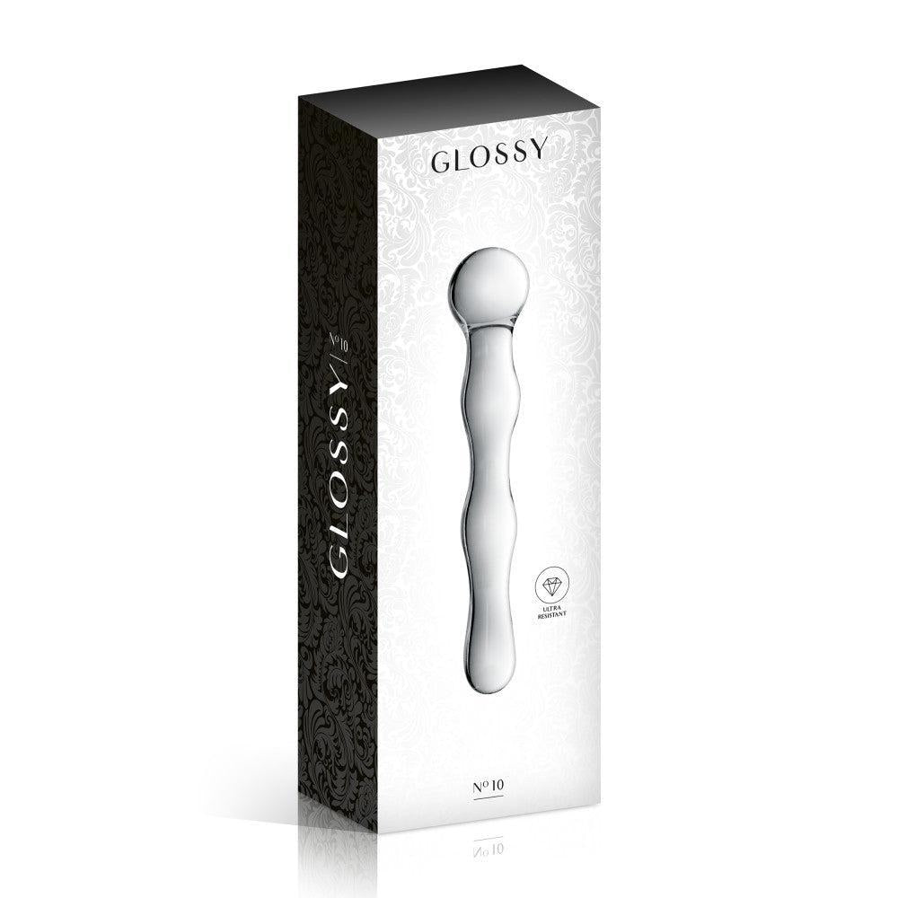 Glossy #10 Beaded Glass Dildo Clear