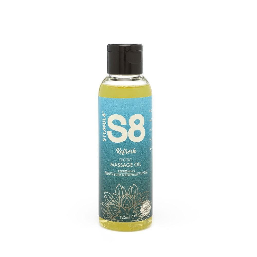 Massage oil with the aroma of French plum and Egyptian cotton S8 Refresh 125 ml.