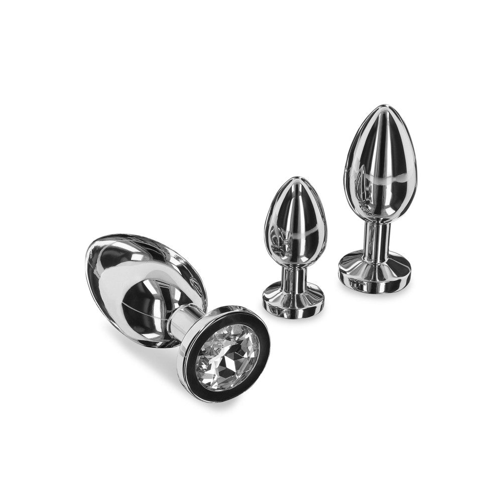 Massive Steel Butt Plug with Clear Crystal Playhouse