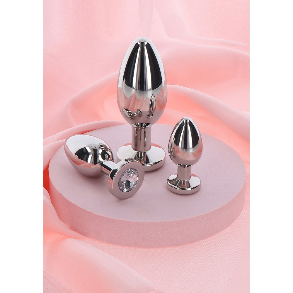 Massive Steel Butt Plug with Clear Crystal Playhouse