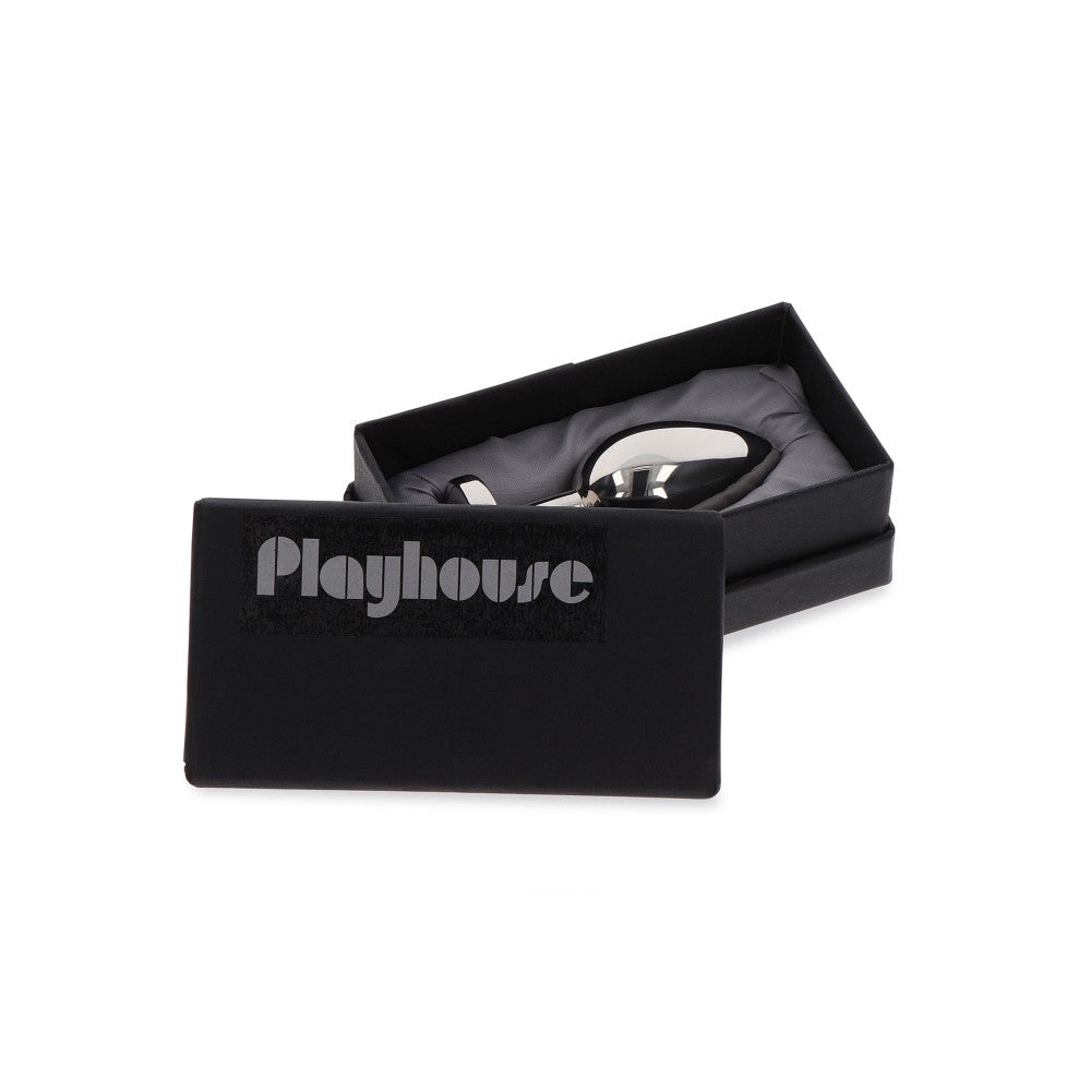 Massive Steel Butt Plug with Clear Crystal Playhouse