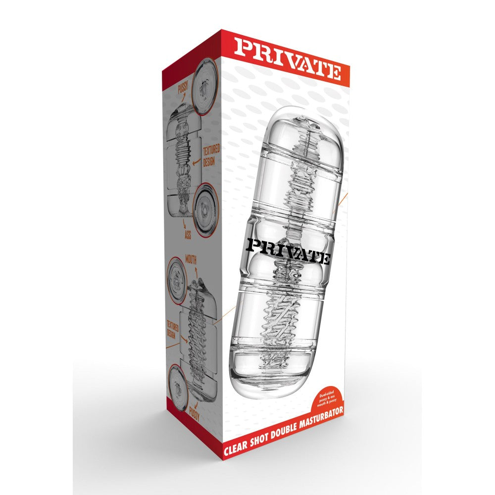 Masturbator with 4 holes Private Clear Shot Double transparent