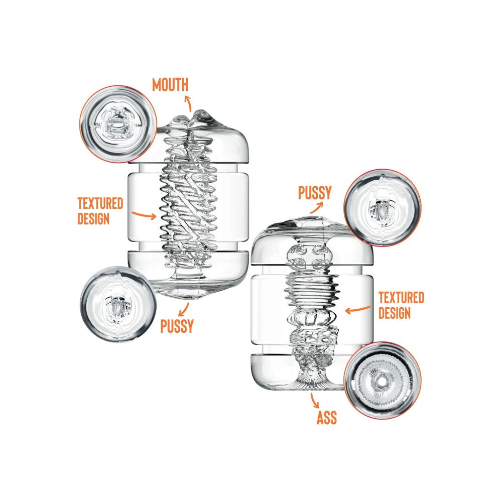 Masturbator with 4 holes Private Clear Shot Double transparent