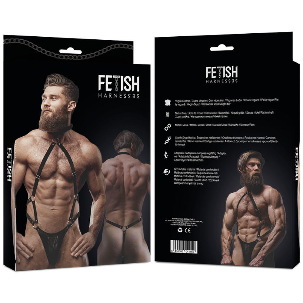 Men's Body Harness Fetish Eco Leather Black