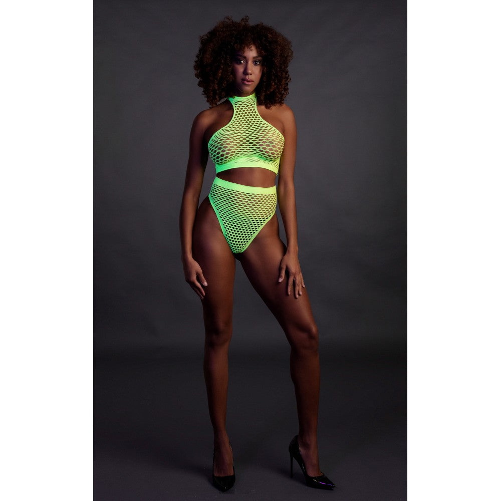 Mesh 2 Piece Set Ouch! Glow In The Dark neon green