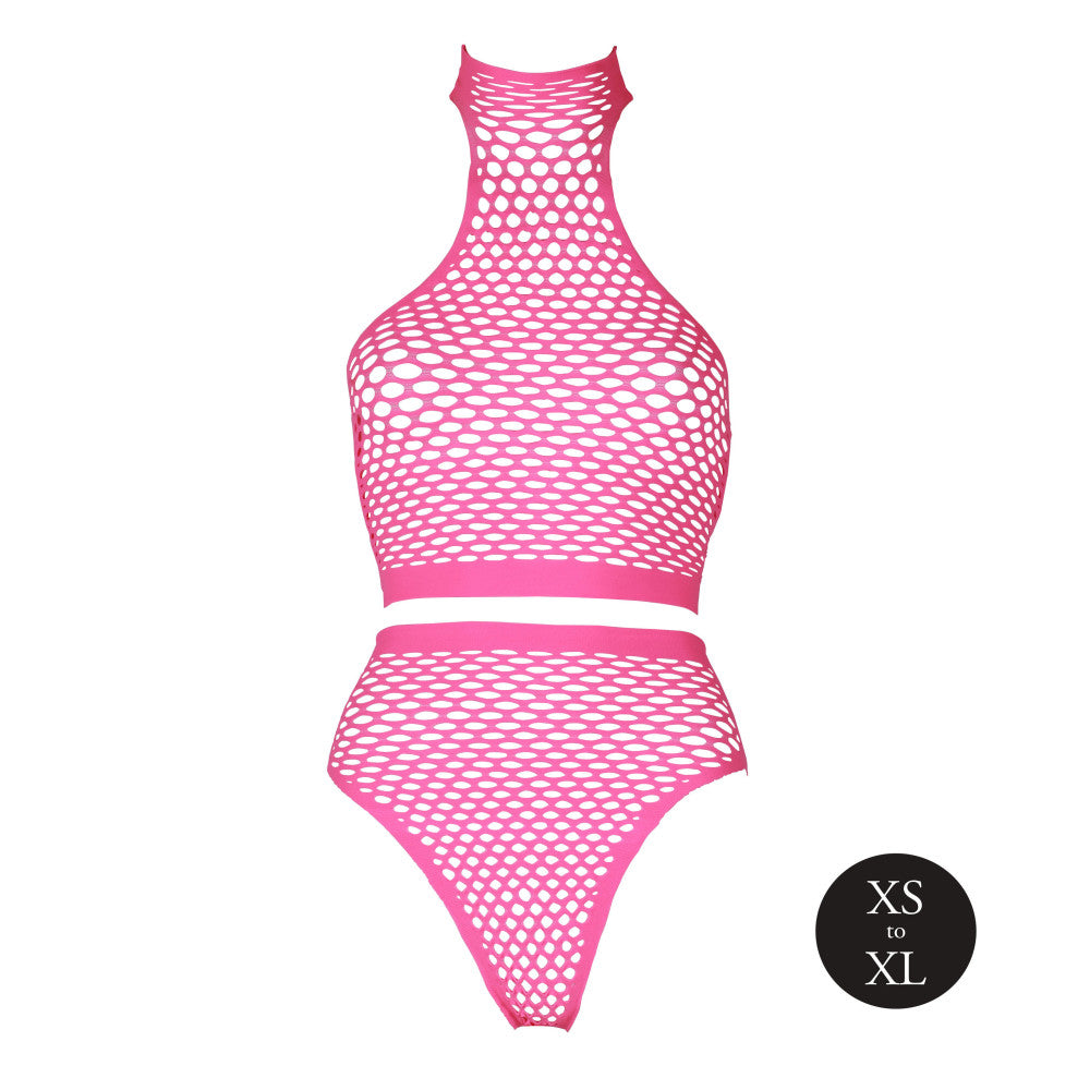 Mesh 2 Piece Set Ouch! Glow In The Dark neon pink