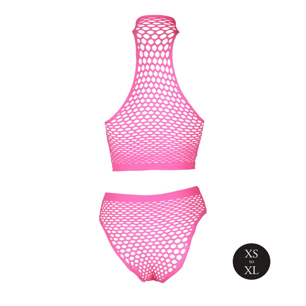 Mesh 2 Piece Set Ouch! Glow In The Dark neon pink