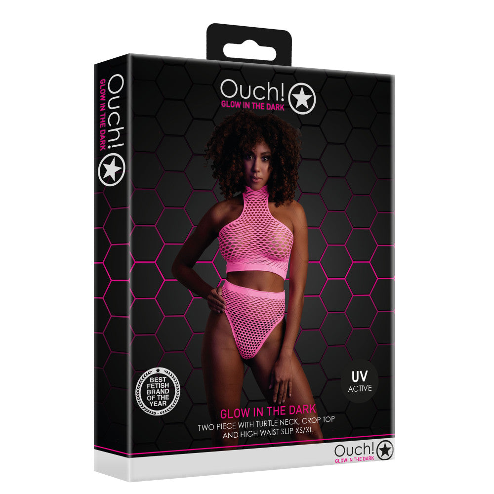 Mesh 2 Piece Set Ouch! Glow In The Dark neon pink