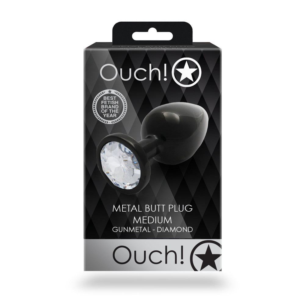 Metal Anal Plug with Crystal Ouch! M black