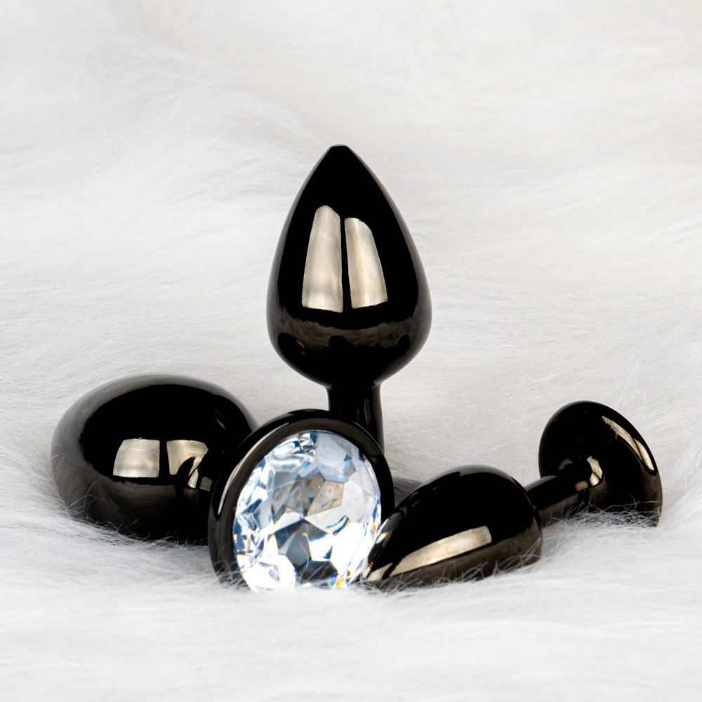 Metal Anal Plug with Crystal Ouch! M black