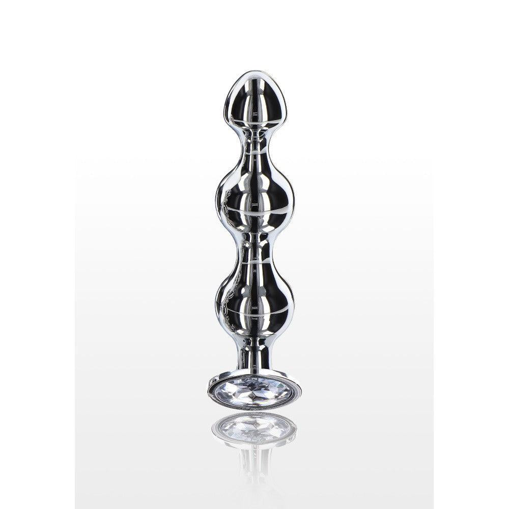 Metal Anal Toy with Clear Crystal Diamond Star Beads L