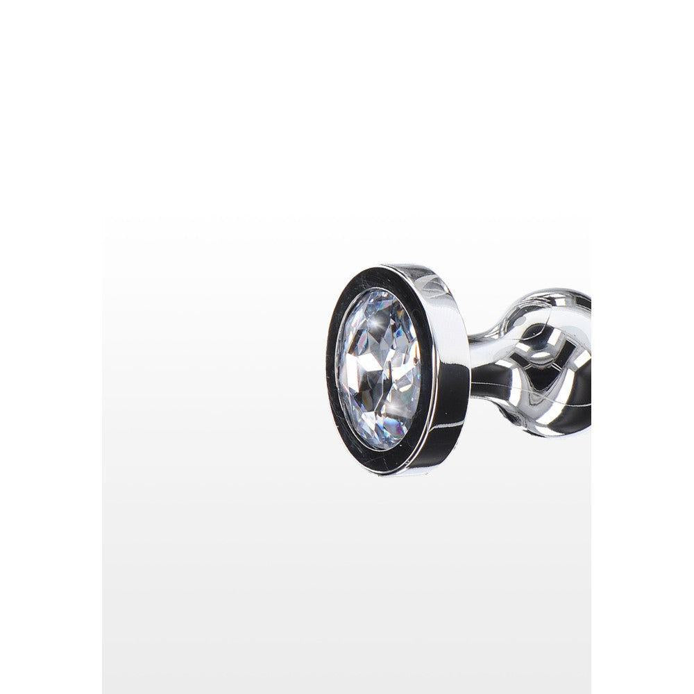 Metal Anal Toy with Clear Crystal Diamond Star Beads M