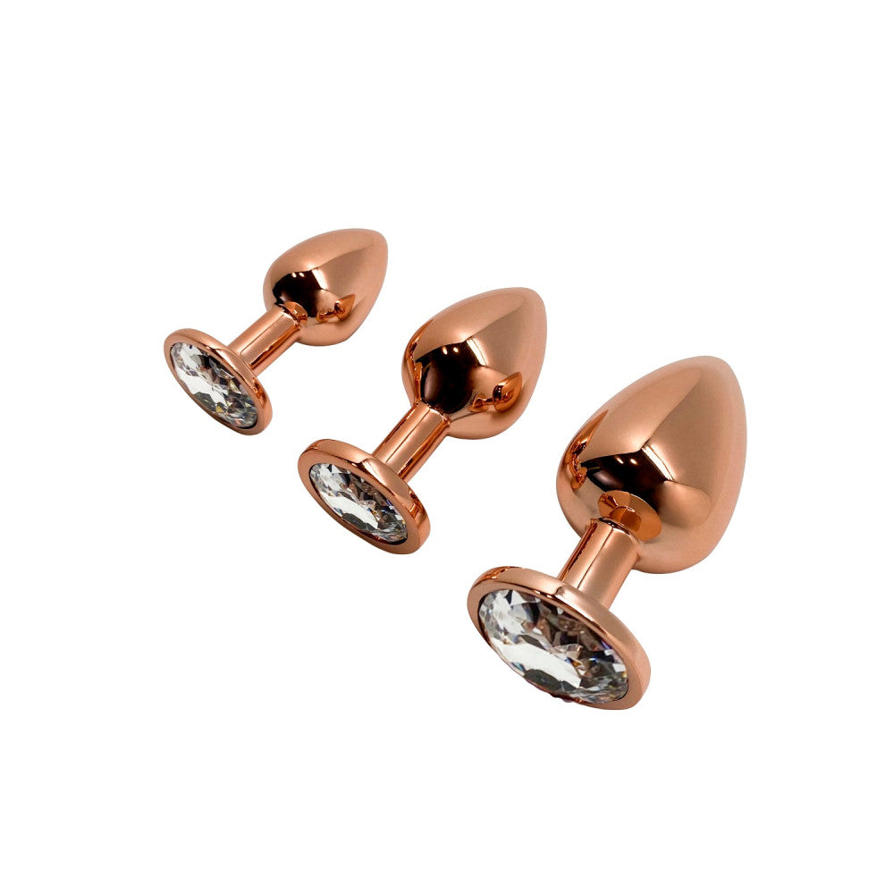 Metal Butt Plug With Clear Crystal Tralalo Gold