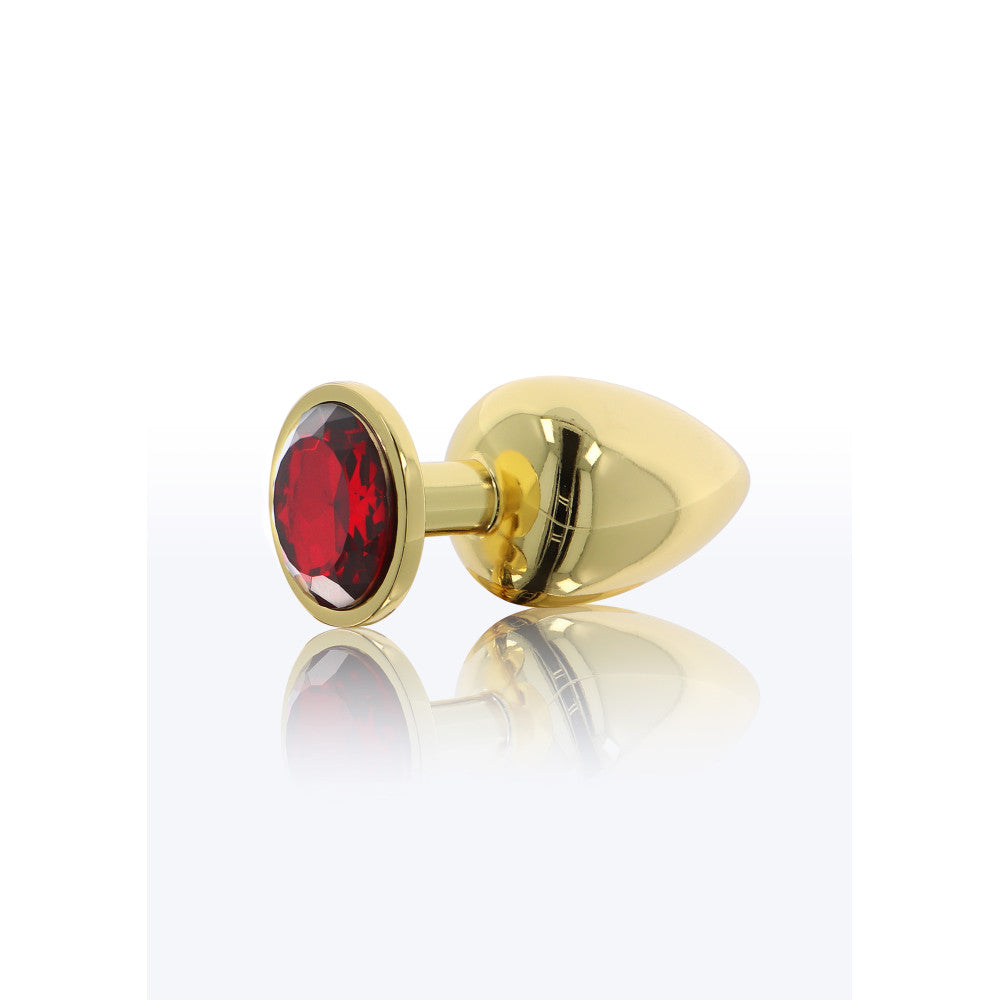 Metal Butt Plug in Gold with Red Crystal Taboom L