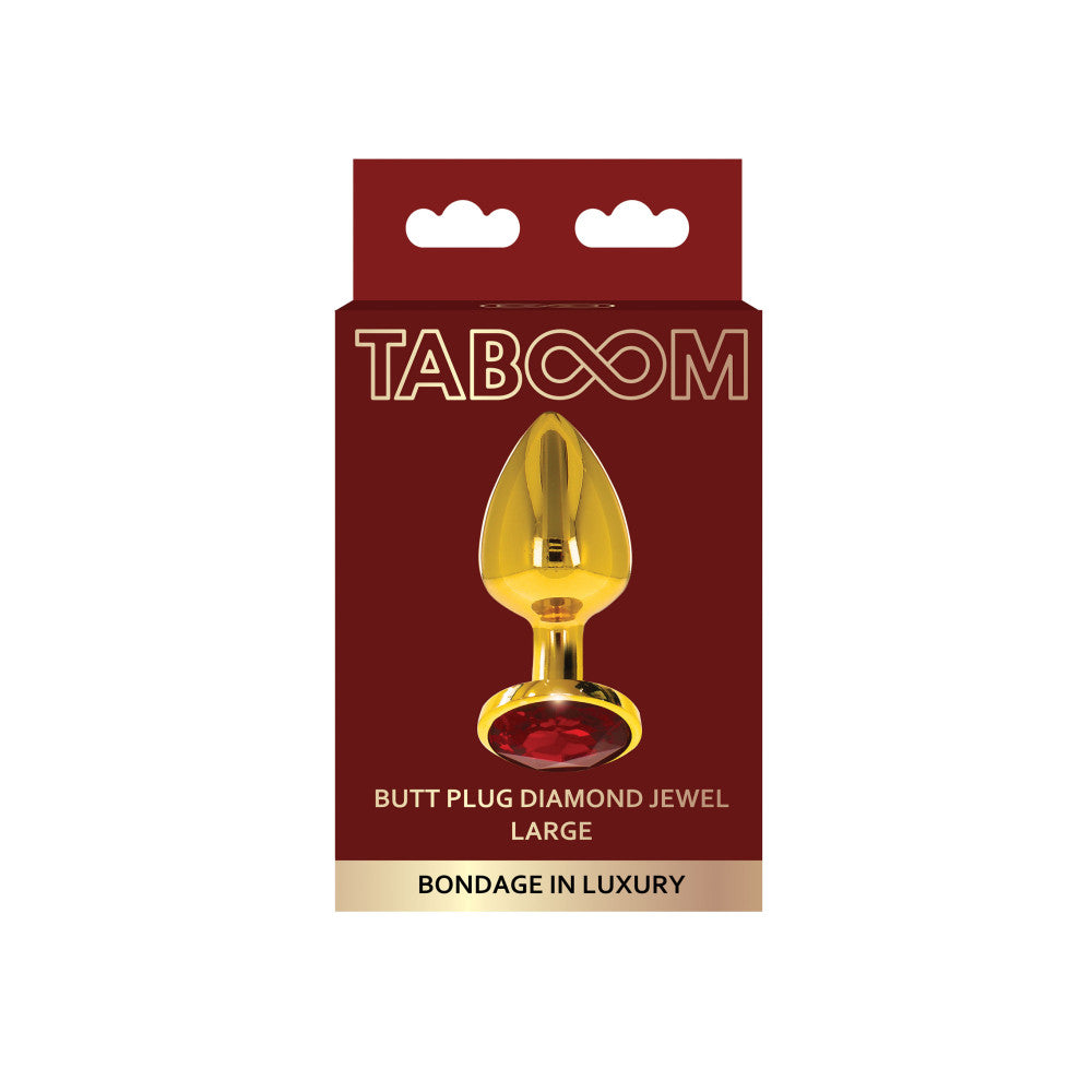 Metal Butt Plug in Gold with Red Crystal Taboom L