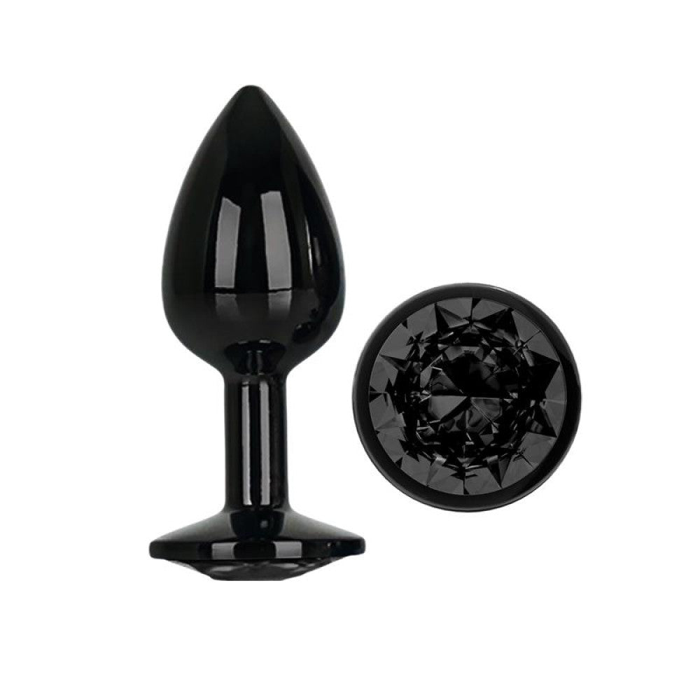 Metal Butt Plug with Blackgem Crystal Black