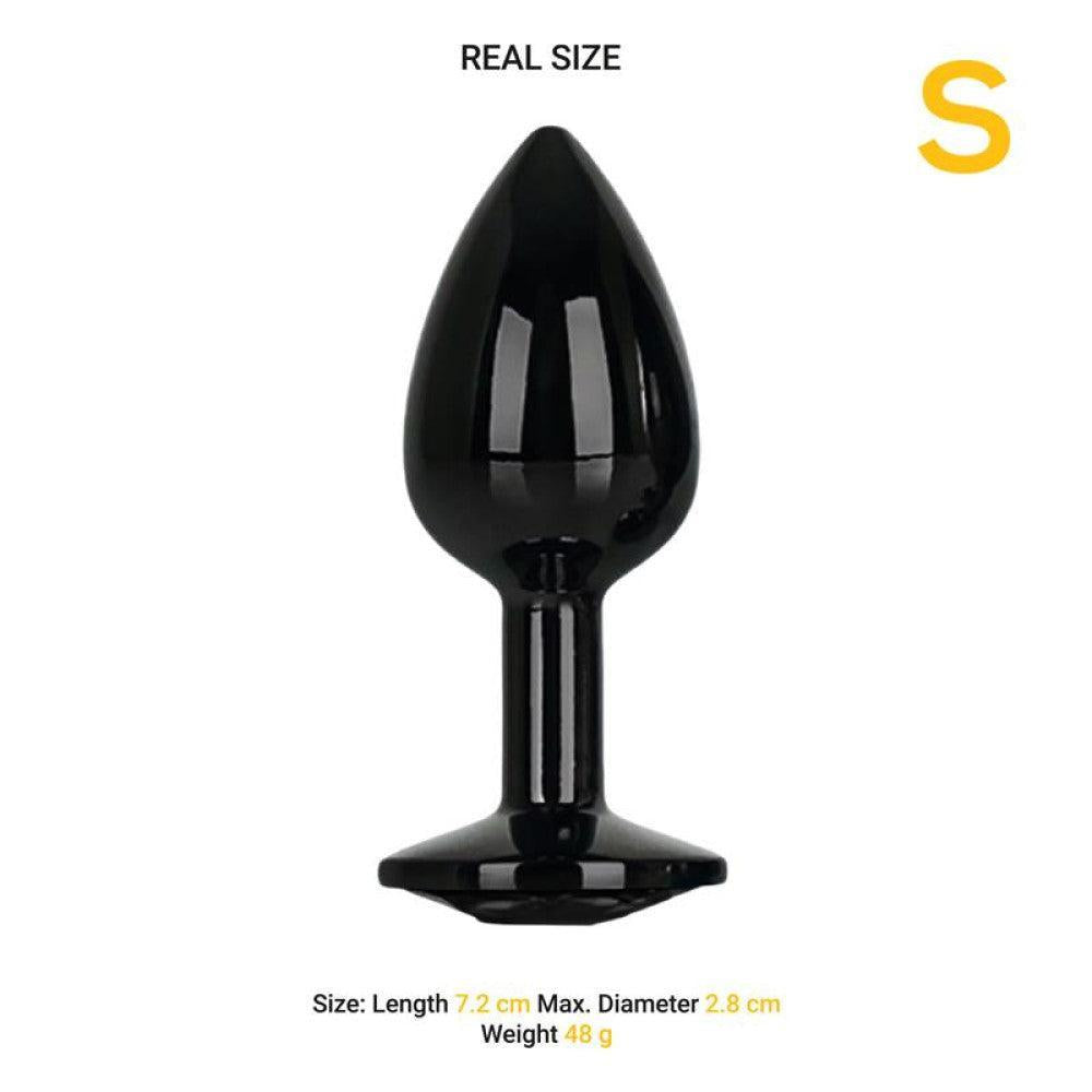 Black Gem Small Metal Butt Plug with Crystal