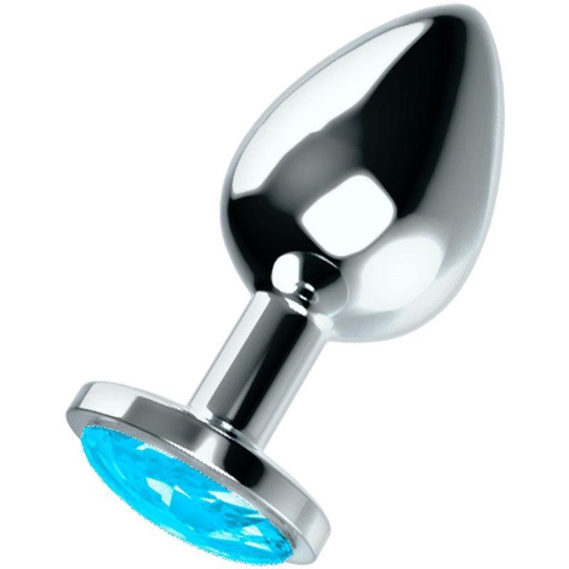Metal Butt Plug with Blue Crystal Ohmama L