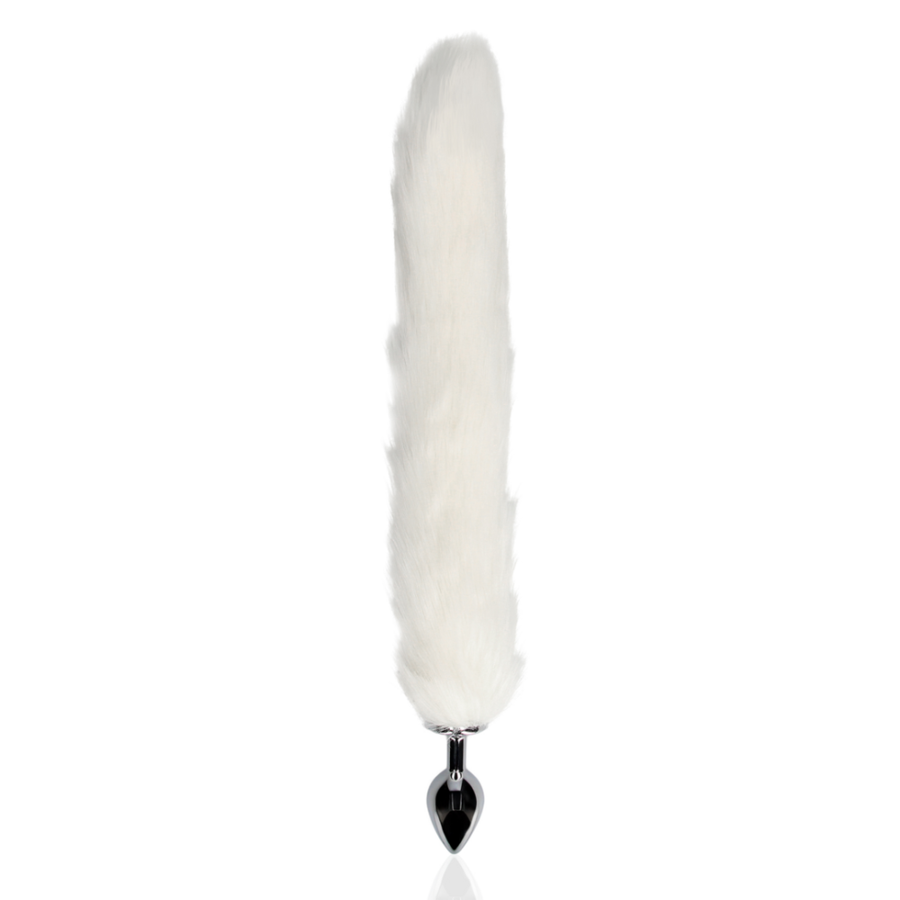 Ouch! Metal Butt Plug with Fluffy White Fox Tail