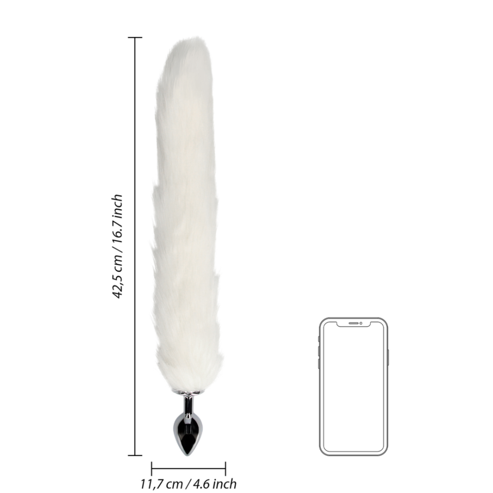 Ouch! Metal Butt Plug with Fluffy White Fox Tail