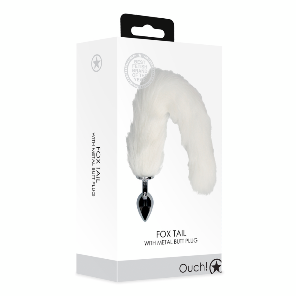 Ouch! Metal Butt Plug with Fluffy White Fox Tail