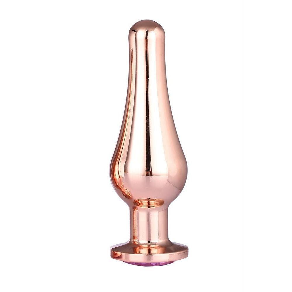 Metal Butt Plug with Pink Crystal Rose Gold L