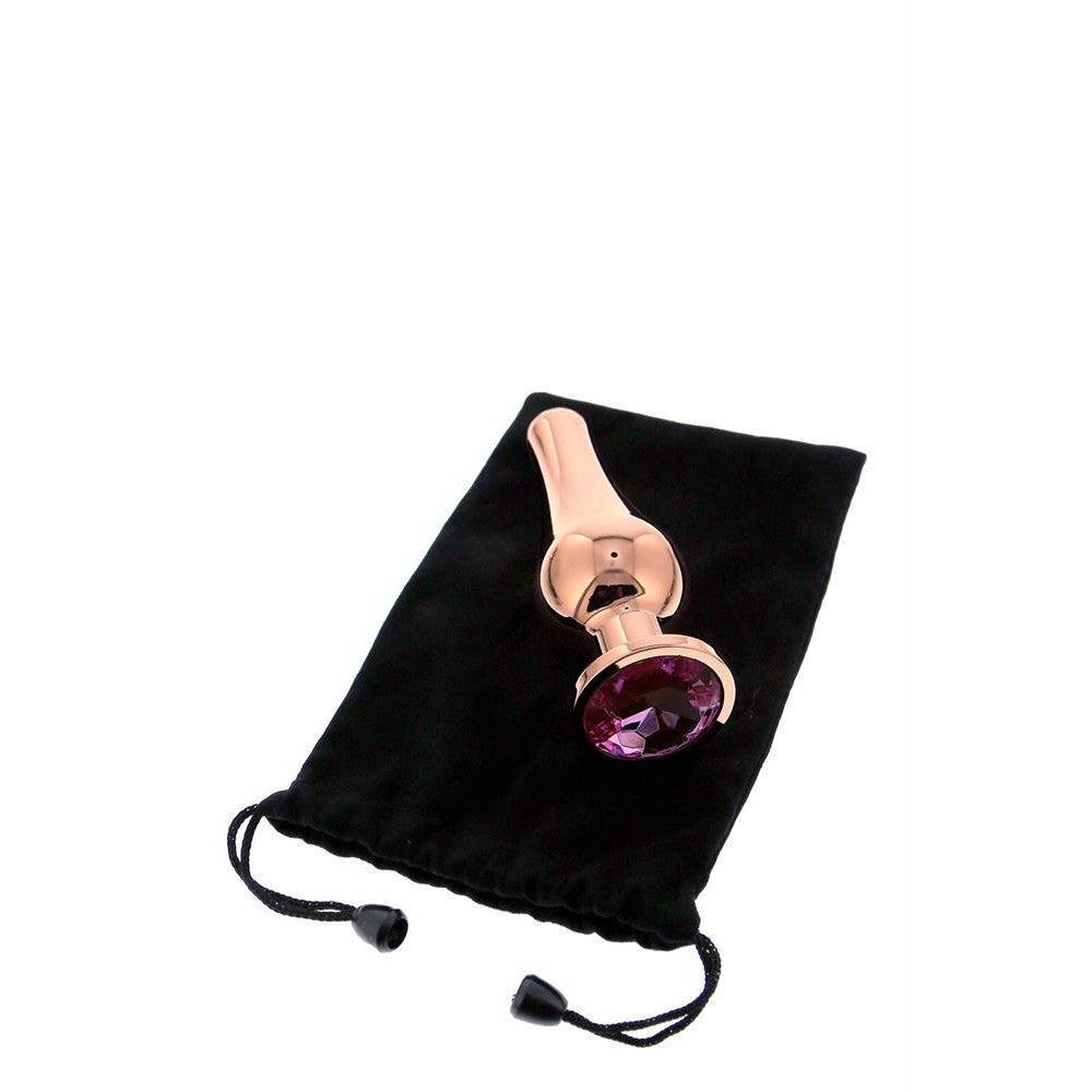 Metal Butt Plug with Pink Crystal Rose Gold L
