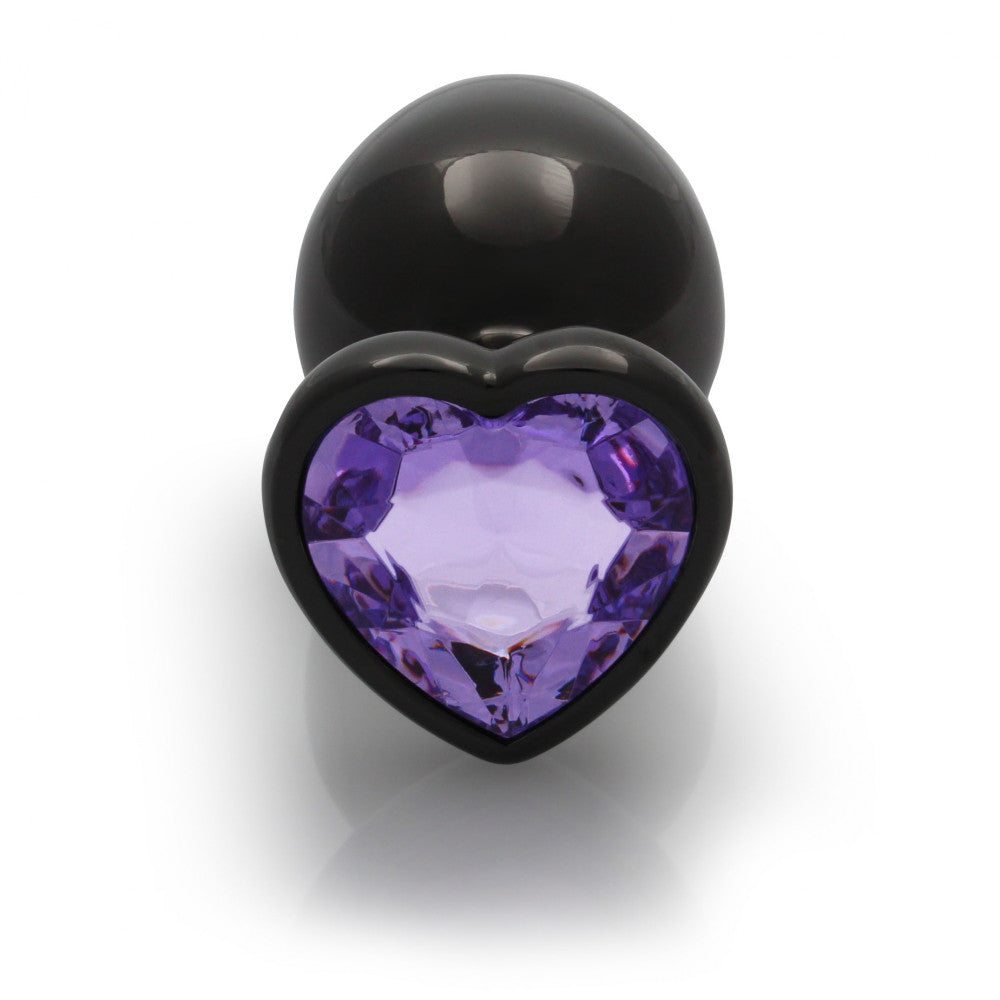 Metal Butt Plug with Purple Crystal Heart Ouch! L
