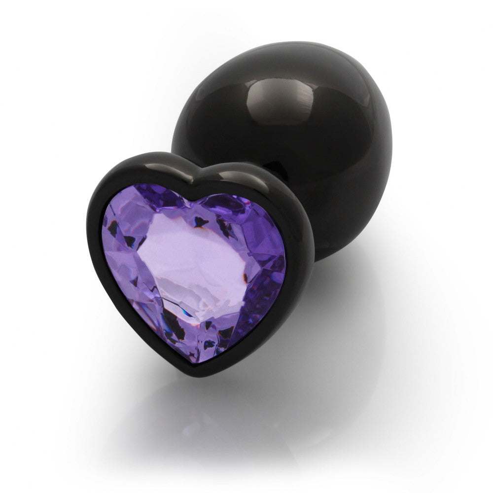 Metal Butt Plug with Purple Crystal Heart Ouch! L
