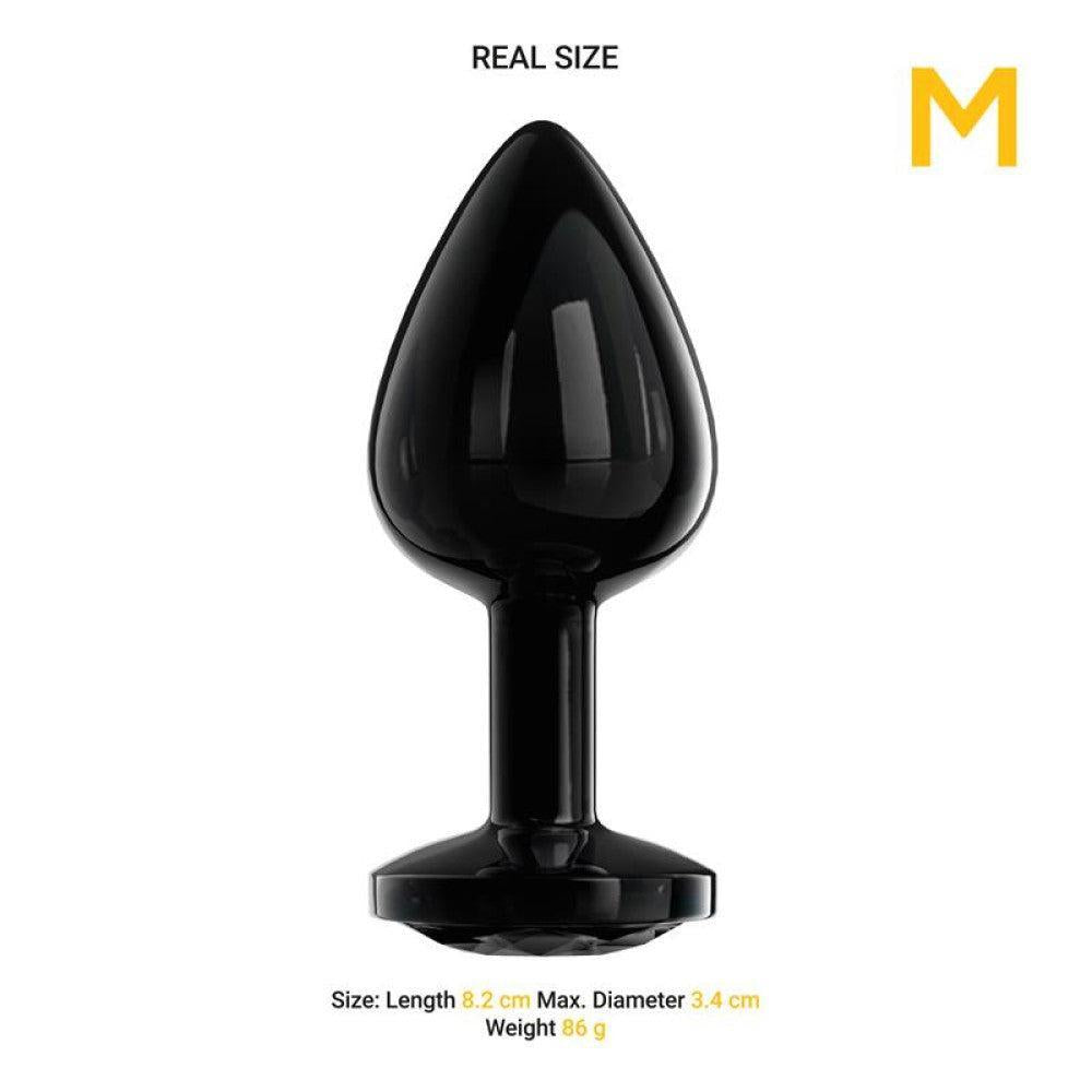 Black Gem Medium Metal Butt Plug with Crystal