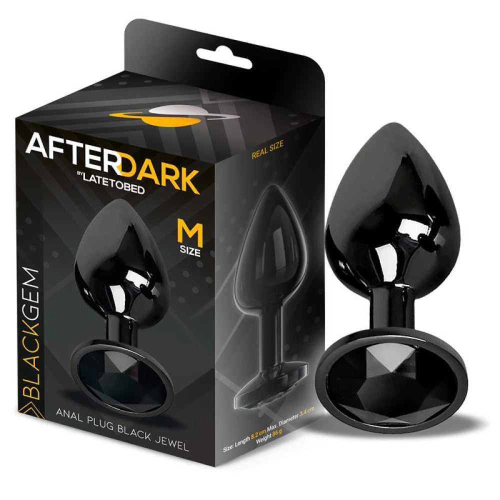 Metal Butt Plug with crystal Blackgem black M
