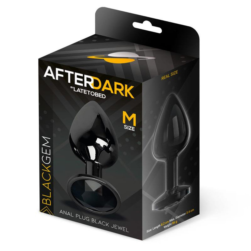 Metal Butt Plug with crystal Blackgem black M