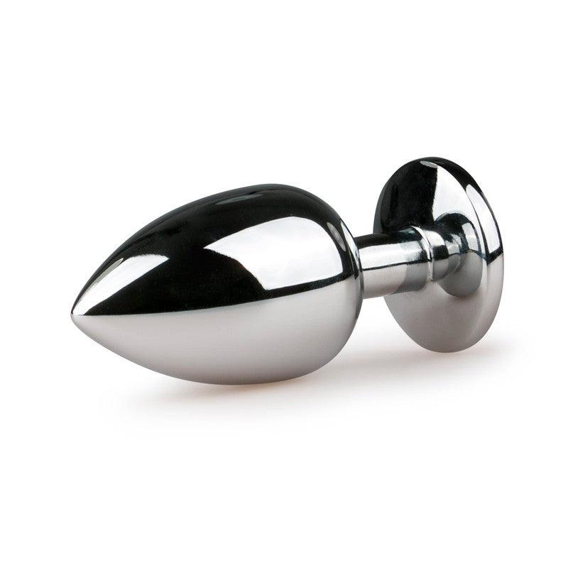 Metal Silver Butt Plug with Crystal L