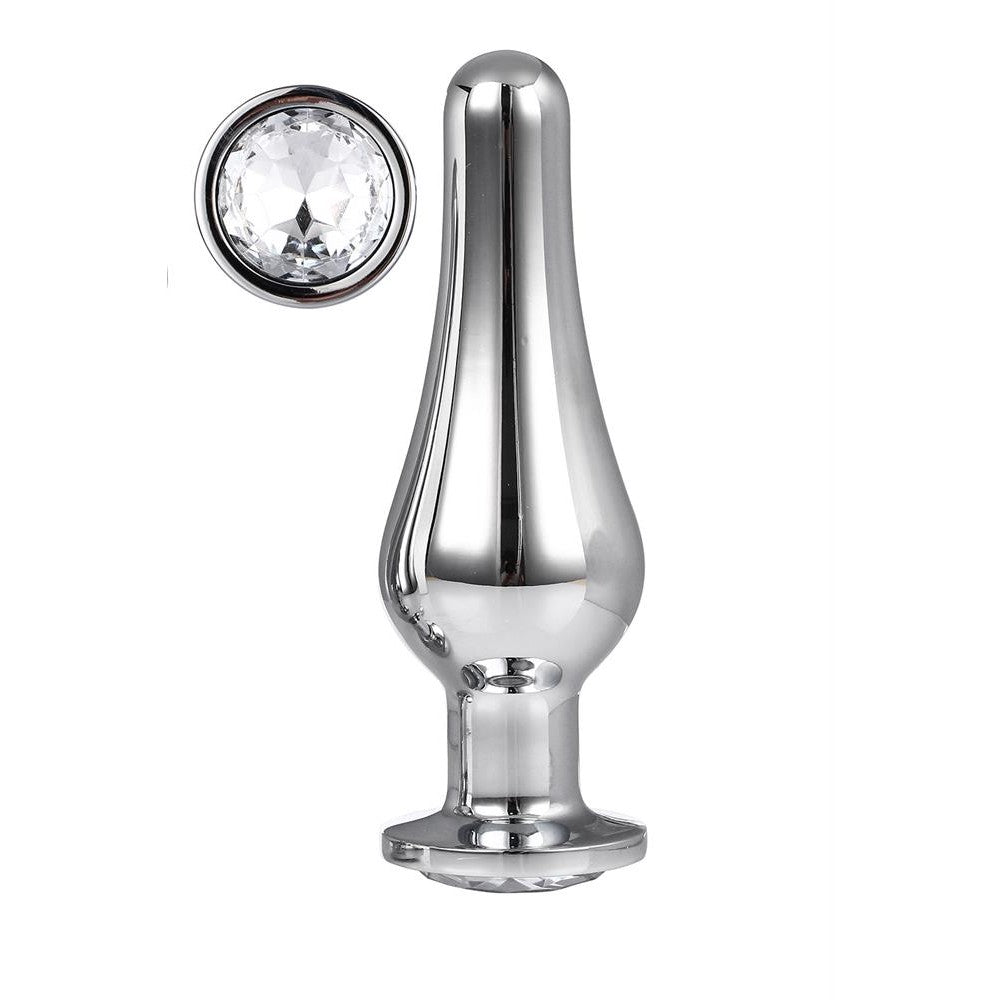 Gleaming Love Crystal Large Butt Plug Silver