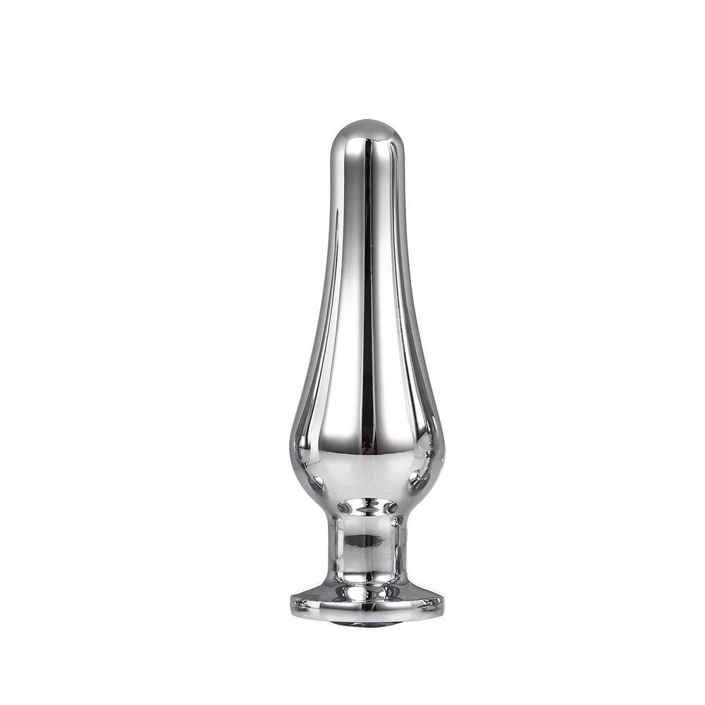 Metal Silver Butt Plug with Crystal M