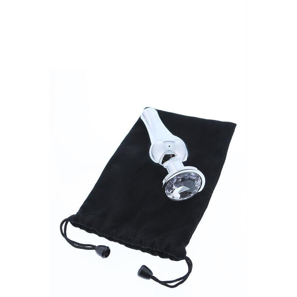 Metal Silver Butt Plug with Crystal M