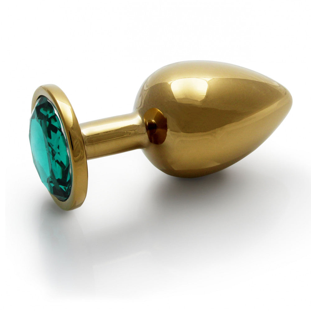 Metal anal plug with green crystal Ouch! Emerald L golden