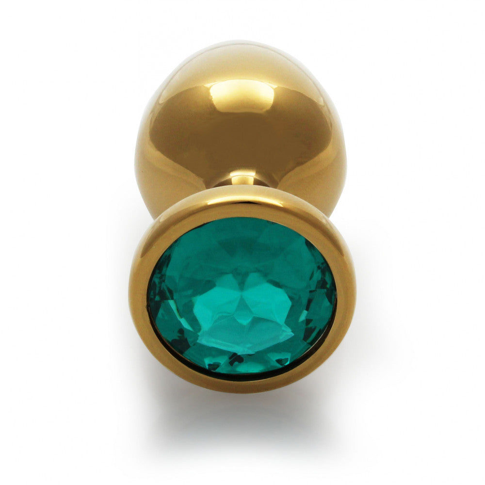Metal anal plug with green crystal Ouch! Emerald L golden