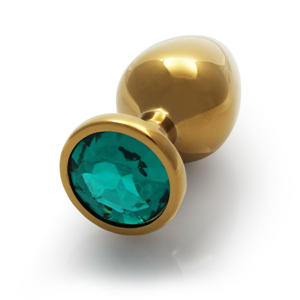 Metal anal plug with green crystal Ouch! Emerald L golden