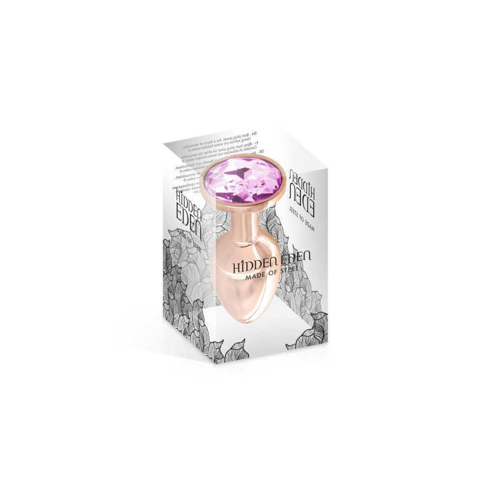 Metal butt plug jewel rose gold with crystal Pink Angel S