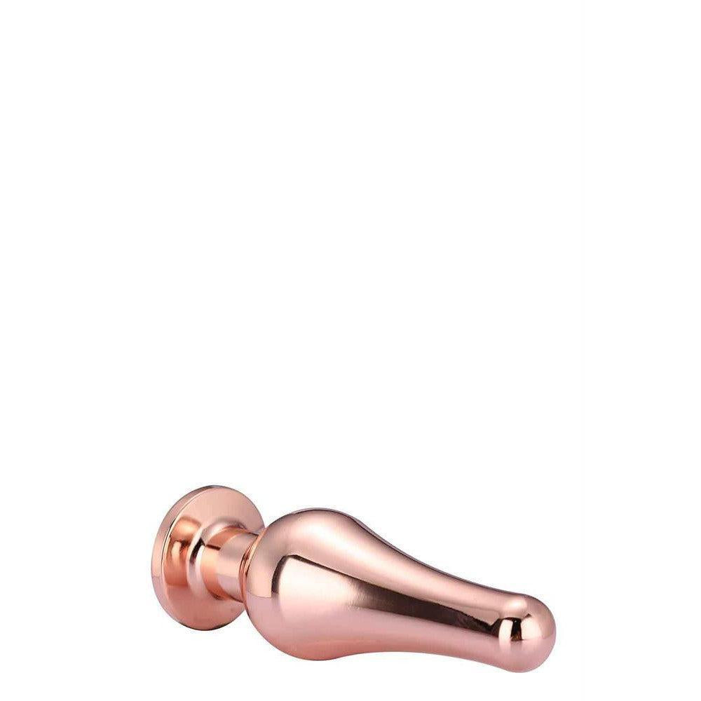Metal butt plug with pink crystal Rose Gold S