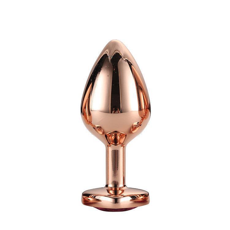 Metal butt plug with pink crystal heart Rose Gold M