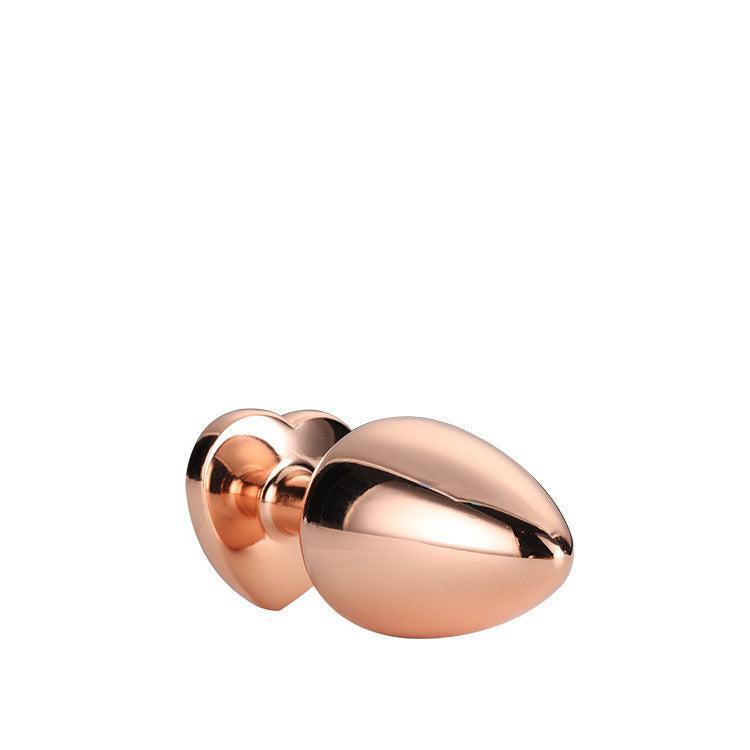 Metal butt plug with pink crystal heart Rose Gold M