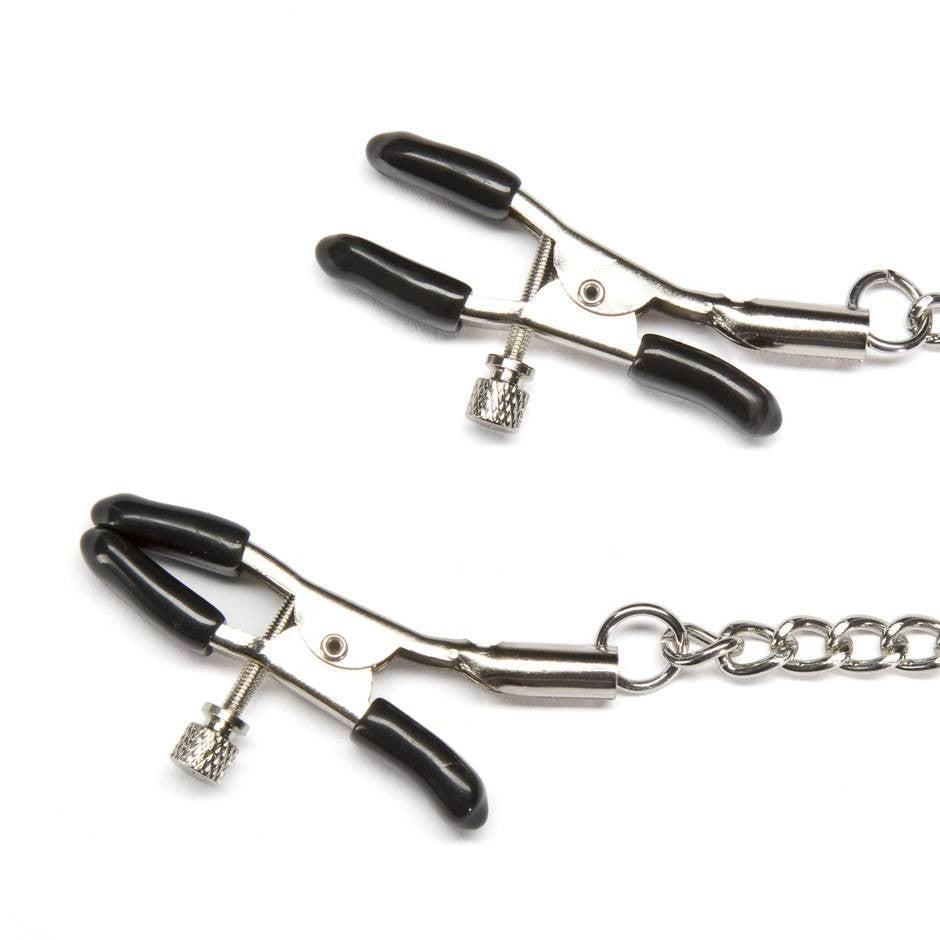 Metal clitoris and nipples clamps with chain BDSM