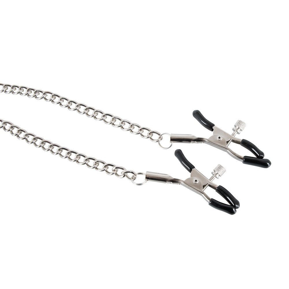 Metal clitoris and nipples clamps with chain BDSM