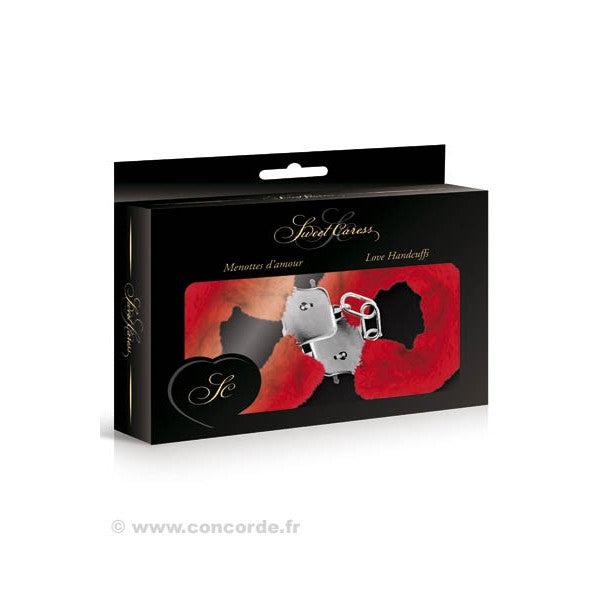 Metal handcuffs with fluff Sweet Caress red