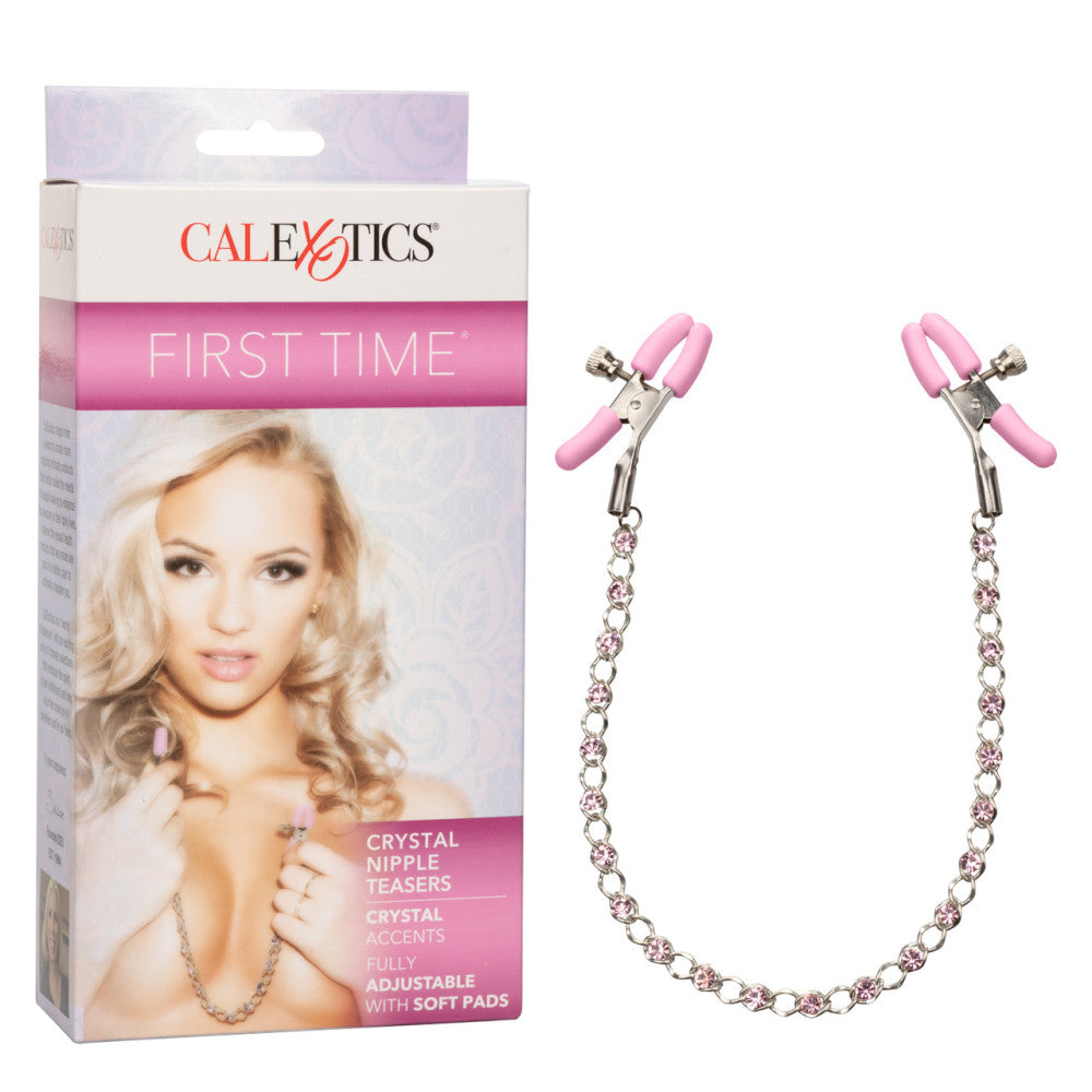 First Time Metal Nipple Clamps with Crystal Chain